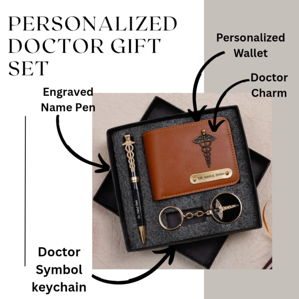 Personalized Doctor Gift Set – Custom Wallet, Pen & Keychain Combo for Medical Professionals - Image 2
